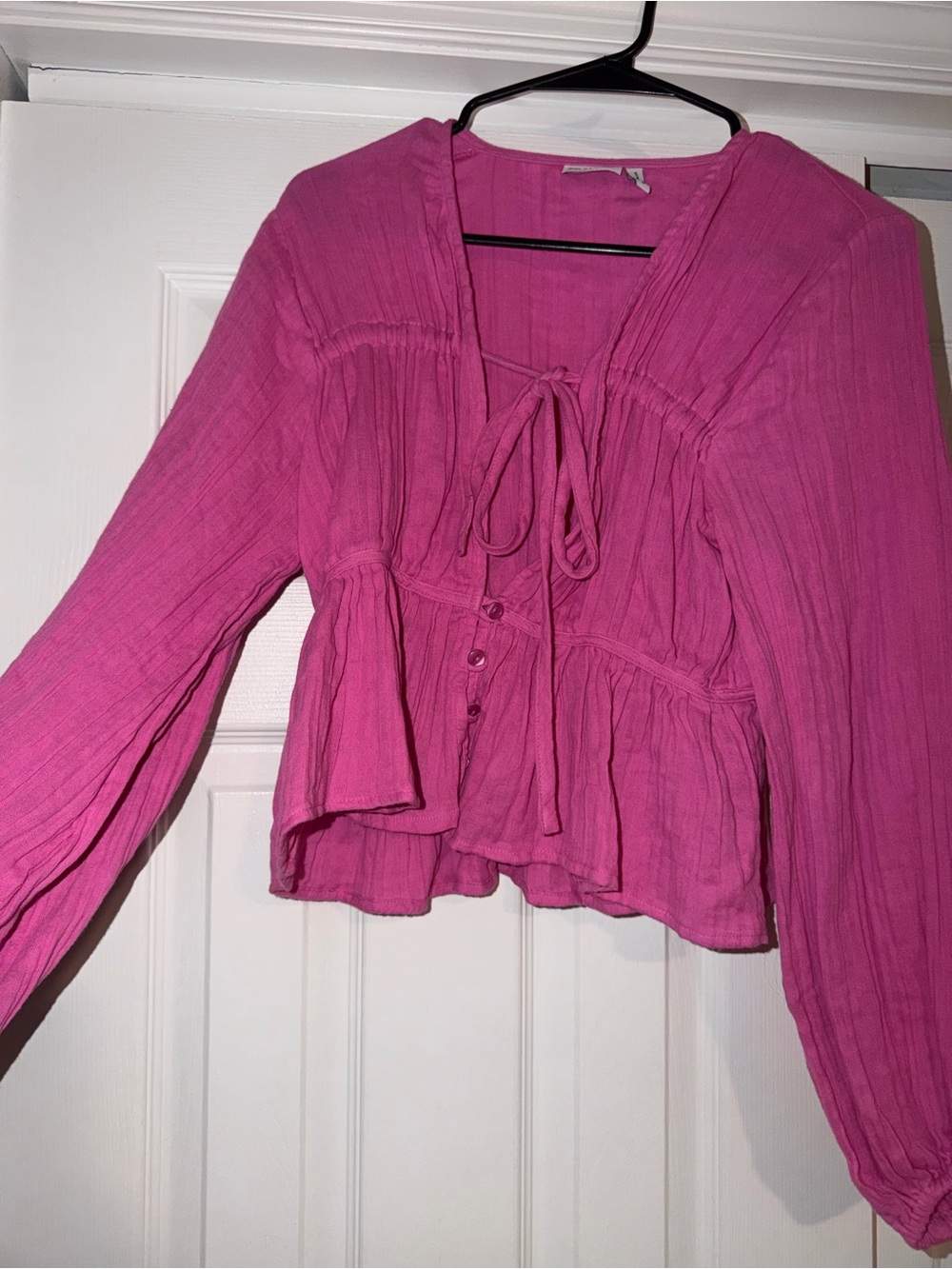 ASOS Fuchsia Tie-Front Peplum Blouse